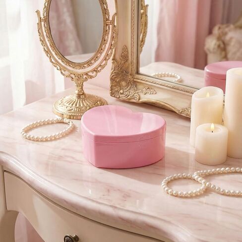 6 Pcs Jewelry Box For Girls, Toddler Jewelry Box,Heart Shaped Pink Storage Box With Lid Mirror And Compartments in Saudi Arabia