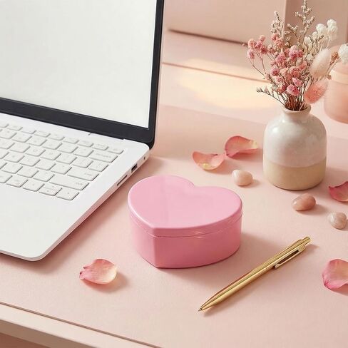 6 Pcs Jewelry Box For Girls, Toddler Jewelry Box,Heart Shaped Pink Storage Box With Lid Mirror And Compartments in Saudi Arabia