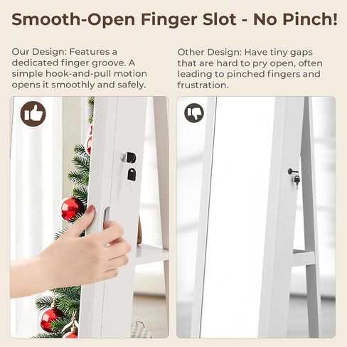 4-In-1 Jewelry Cabinet with Full-Length Mirror, 360° Swivel Jewelry Armoire Lockable Standing, Back Storage Shelves, Makeup Mirror, Jewelry Organizer with Storage for Best Gift, White in Saudi Arabia