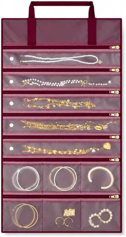 UnionPlus Velvet Jewelry Roll Organizer, 9/11 Grids – Travel Jewelry Case with Zippered Compartments for Necklaces – Compact Portable Jewelry Storage, Black in Saudi Arabia