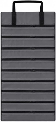 UnionPlus Velvet Jewelry Roll Organizer, 9/11 Grids – Travel Jewelry Case with Zippered Compartments for Necklaces – Compact Portable Jewelry Storage, Black in Saudi Arabia