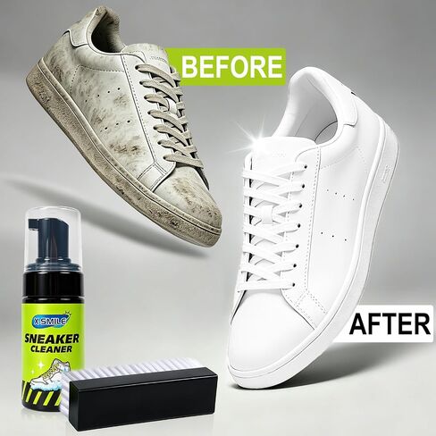 X-SMILE Sneaker Cleaning Kit, Foam Cleaner for White Shoes, PU & Synthetic, Canvas, Mesh & Rubber, Brush, Towel & Wipe 100ml in Saudi Arabia