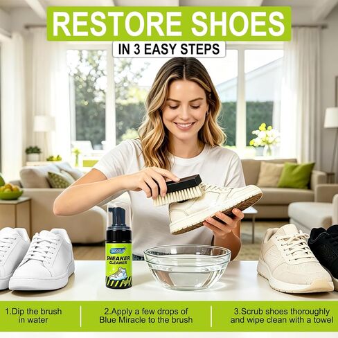 X-SMILE Sneaker Cleaning Kit, Foam Cleaner for White Shoes, PU & Synthetic, Canvas, Mesh & Rubber, Brush, Towel & Wipe 100ml in Saudi Arabia