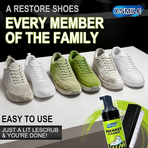 X-SMILE Sneaker Cleaning Kit, Foam Cleaner for White Shoes, PU & Synthetic, Canvas, Mesh & Rubber, Brush, Towel & Wipe 100ml in Saudi Arabia