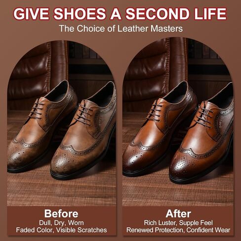 Shoe Care Kit for Men & Wsomen, 14Pcs Shoe Shine Kit for Men with Black Brown Neutral Mink Oil for Shoes, Care for Leather Boots, Shoe Cleaning Kit as Gift for Mens with Shine Sponges & Cloth in Kuwait