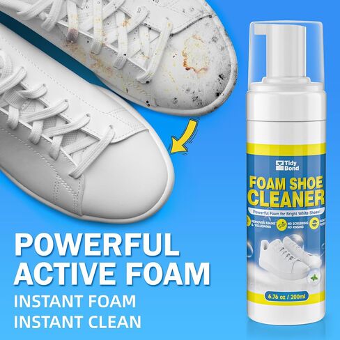 Shoe Cleaner 6.76 fl oz (200ml) – Sneaker Cleaner Foam for White Shoes, Deep Removes Stains & Dirt, Anti-Yellowing Shoe Cleaning Kit with Brush & Towel for Leather, Canvas, Knit, Rubber & More in Kuwait