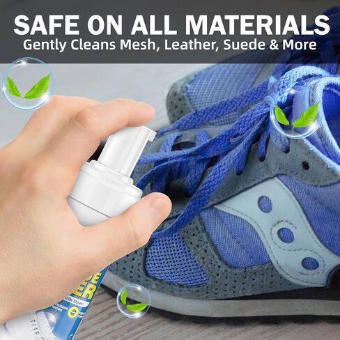 Shoe Cleaner 6.76 fl oz (200ml) – Sneaker Cleaner Foam for White Shoes, Deep Removes Stains & Dirt, Anti-Yellowing Shoe Cleaning Kit with Brush & Towel for Leather, Canvas, Knit, Rubber & More in Kuwait