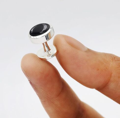 Men’s Black Onyx Tuxedo Shirt Studs Set of 5 – Premium 925 Sterling Silver for Weddings & Special Occasions in Saudi Arabia