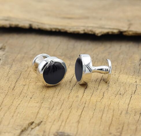 Men’s Black Onyx Tuxedo Shirt Studs Set of 5 – Premium 925 Sterling Silver for Weddings & Special Occasions in Saudi Arabia
