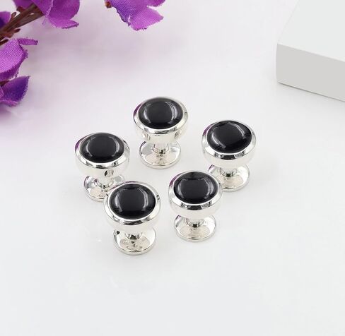 Men’s Black Onyx Tuxedo Shirt Studs Set of 5 – Premium 925 Sterling Silver for Weddings & Special Occasions in Saudi Arabia