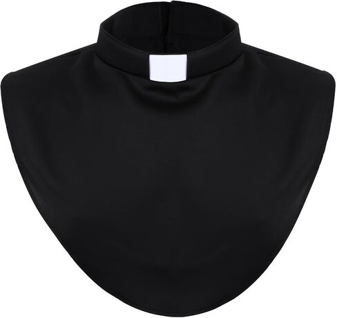 Professional Clergy Collar - Black Clergy Shirt Collars with Removable White Tab Insert, 1-Piece Unisex Detachable Priest Collar Minister Costume Accessory for Formal Wear & Role Play in Kuwait