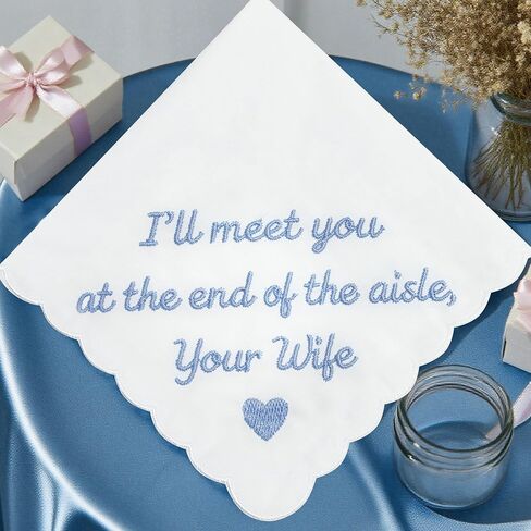 Lamyba Bride Gifts – Something Blue Gift for Bride Groom Mother/Father of the Bride, Mother in Law Handkerchief, (Blue/White) in Saudi Arabia