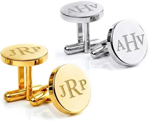 Personalized Gold Cufflinks for Men, Custom Engraved Stainless Steel Cuff Links, Monogram Initial Name Date or Handwriting Father’s Day Gift for Dad, Husband, Groom, Groomsmen in Kuwait