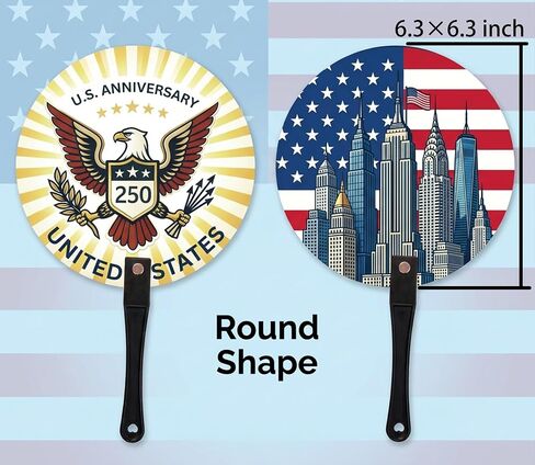 40 Pcs Patriotic 250th Anniversary Handheld Fans Bulk 4 Styles Round & Heart American Flag 4th of July Stars Stripes Red White Blue Summer Plastic Fans for Independence Memorial Day Party Favors in Saudi Arabia