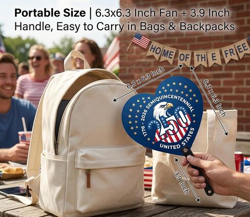 40 Pcs Patriotic 250th Anniversary Handheld Fans Bulk 4 Styles Round & Heart American Flag 4th of July Stars Stripes Red White Blue Summer Plastic Fans for Independence Memorial Day Party Favors in Saudi Arabia