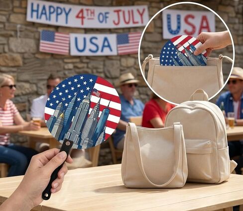 40 Pcs Patriotic 250th Anniversary Handheld Fans Bulk 4 Styles Round & Heart American Flag 4th of July Stars Stripes Red White Blue Summer Plastic Fans for Independence Memorial Day Party Favors in Saudi Arabia