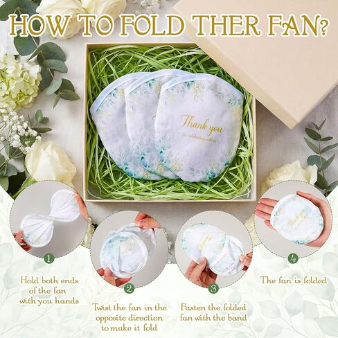 50 Pcs Wedding Foldable Flying Disc Fans Thank You Hand Fans with Bags Gifts Bulk for Bridal Baby Shower Birthday Summer Party Favors Gift Decorations (Green Eucalyptus) in Kuwait