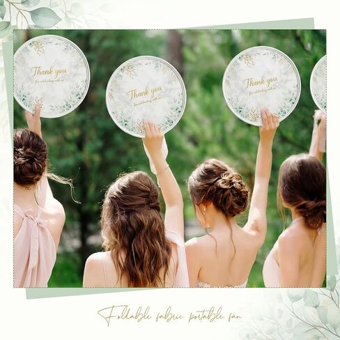 50 Pcs Wedding Foldable Flying Disc Fans Thank You Hand Fans with Bags Gifts Bulk for Bridal Baby Shower Birthday Summer Party Favors Gift Decorations (Green Eucalyptus) in Kuwait