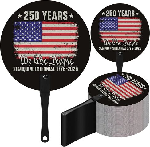 50 Pcs 250th Anniversary Flag Patriotic Hand Fans 4th of July Independence Day Party Supplies Accessories American Flag Plastic Handheld Fans with Handle Bulk Gifts Red White Blue Decorations in Kuwait