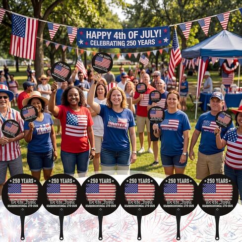 50 Pcs 250th Anniversary Flag Patriotic Hand Fans 4th of July Independence Day Party Supplies Accessories American Flag Plastic Handheld Fans with Handle Bulk Gifts Red White Blue Decorations in Kuwait