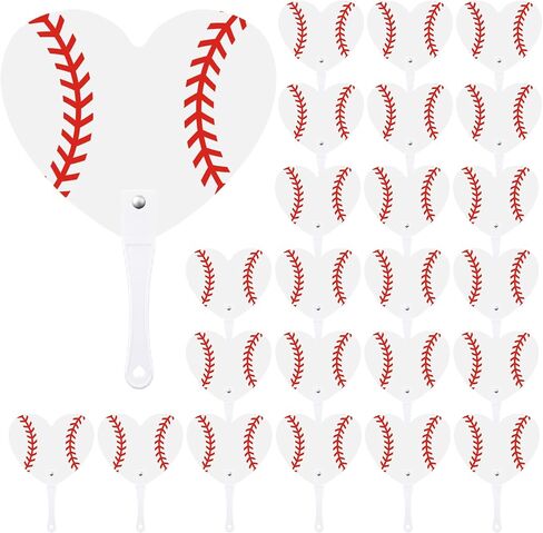Huquary 24 Pcs Softball Handheld Fan Bulk Baseball Hand Held Fans Decorative Volleyball Heart Hand Held Fan Summer Game Day in Kuwait