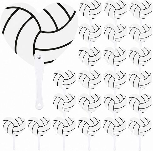 Huquary 24 Pcs Softball Handheld Fan Bulk Baseball Hand Held Fans Decorative Volleyball Heart Hand Held Fan Summer Game Day in Kuwait
