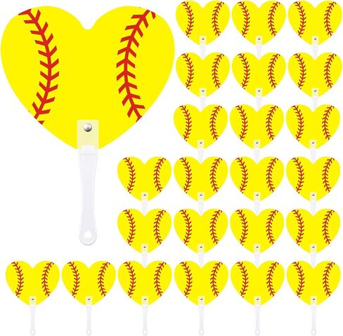 Huquary 24 Pcs Softball Handheld Fan Bulk Baseball Hand Held Fans Decorative Volleyball Heart Hand Held Fan Summer Game Day in Kuwait