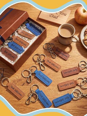 Junkin 24 قطعة هدية عيد الأب والأب السائبة ريترو بولي Leather الجلود سلاسل المفاتيح أفضل هدية للأب على الإطلاق للرجال هدايا الحفلات الزوج الجديد الأب in Saudi Arabia