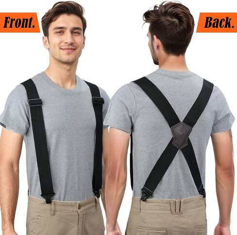 WELKINLAND Ultralight Clip-on Suspenders, 2 Inch Suspenders for Men, Strong X-back Suspenders, Black Suspender Men, Work Suspender for Pants, Mens Suspender for Seniors in Saudi Arabia