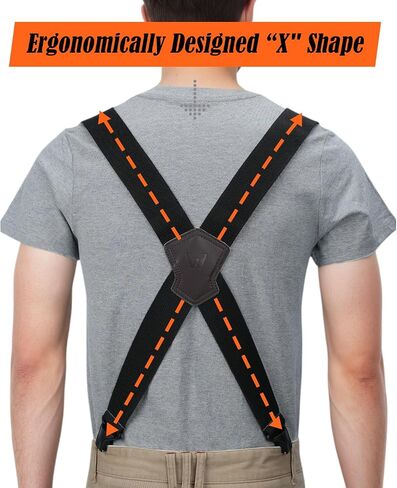 WELKINLAND Ultralight Clip-on Suspenders, 2 Inch Suspenders for Men, Strong X-back Suspenders, Black Suspender Men, Work Suspender for Pants, Mens Suspender for Seniors in Saudi Arabia