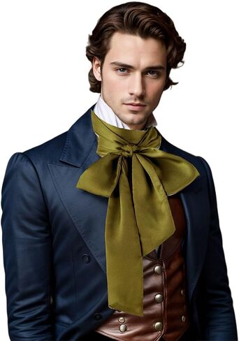 Mens Renaissance Scarf Jabot Cravat,Mens Costume Collar for Victorian Edwardian Western Wedding Halloween Necktie in Saudi Arabia