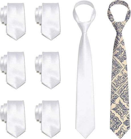 8 PCS Sublimation Blank Tie for Men, 56 Inch White Polyester Satin Neckties, Heat Transfer Solid DIY Dye Blank Necktie for Wedding Party Business Formal Costume Occasion in Saudi Arabia