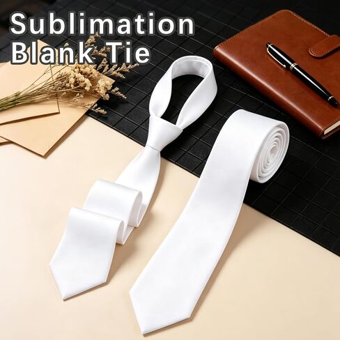 8 PCS Sublimation Blank Tie for Men, 56 Inch White Polyester Satin Neckties, Heat Transfer Solid DIY Dye Blank Necktie for Wedding Party Business Formal Costume Occasion in Saudi Arabia
