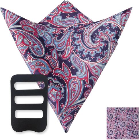 100% Silk Pocket Square for Men with Holder 12x12 Inch Mens Handkerchief British Style Paisley Wedding Business in Kuwait