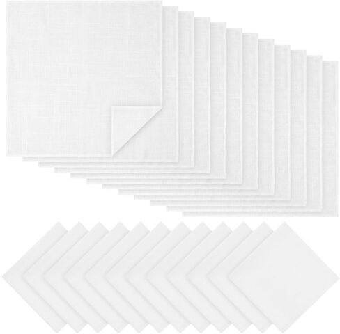 24 Pcs 24 Pcs White Linen Pocket Squares for Men 12" x 12" Linen Handkerchiefs Hankie for Formal Daily Use in Saudi Arabia