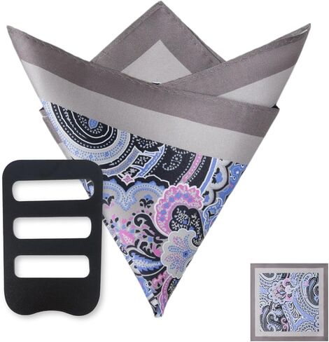 100% Silk Pocket Square for Men with Holder 12x12 Inch Mens Handkerchief British Style Paisley Wedding Business in Kuwait