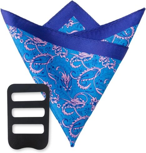 100% Silk Pocket Square for Men with Holder 12x12 Inch Mens Handkerchief British Style Paisley Wedding Business in Kuwait