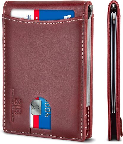SERMAN BRANDS RFID Blocking Slim Bifold Genuine Leather Minimalist Front Pocket Wallets for Men with Money Clip Thin Mens in Kuwait