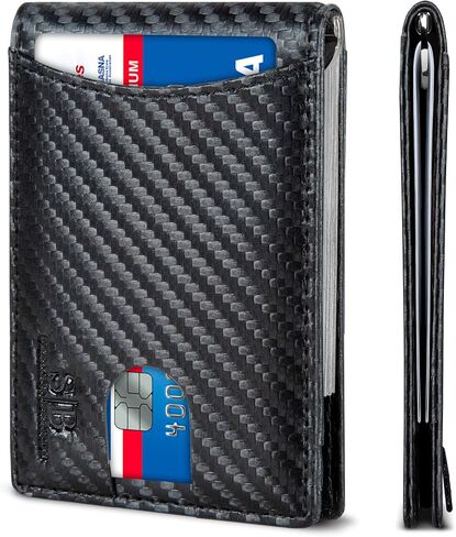SERMAN BRANDS RFID Blocking Slim Bifold Genuine Leather Minimalist Front Pocket Wallets for Men with Money Clip Thin Mens in Kuwait