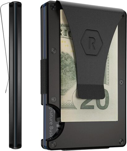 The Ridge Wallet for Men - Slim Minimalist Compact Wallet and Card Holder, RFID Protected Front Pocket Wallets for Men with Integrated Money Clip (Royal Black) in Kuwait