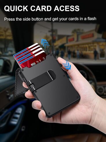 Wallet for Men RFID Blocking Wallet for 10-12 Cards Slim Bifold Minimalist Smart Pop Up Wallet with Money Clip Inside & ID Window Compact Front Pocket Metal Credit Card Holder Birthday Gifts for Men in Saudi Arabia