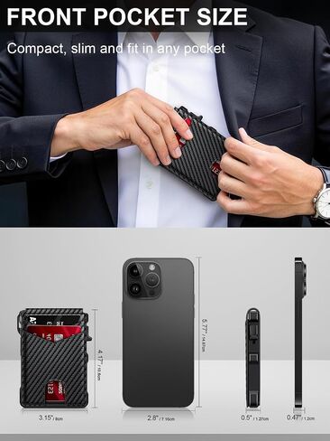 Wallet for Men RFID Blocking Wallet for 10-12 Cards Slim Bifold Minimalist Smart Pop Up Wallet with Money Clip Inside & ID Window Compact Front Pocket Metal Credit Card Holder Birthday Gifts for Men in Saudi Arabia