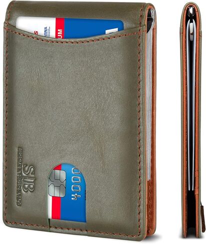 SERMAN BRANDS RFID Blocking Slim Bifold Genuine Leather Minimalist Front Pocket Wallets for Men with Money Clip Thin Mens in Kuwait