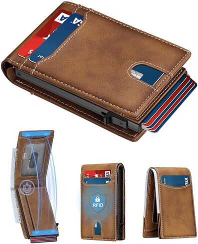 furid Card Wallet For Men Slim: Smart Rfid Minimalist Front Pocket Pop Up Wallet with ID Window - Gifts for Husband Father at Birthday Anniversary in Kuwait