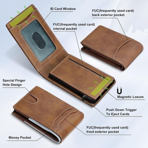 furid Card Wallet For Men Slim: Smart Rfid Minimalist Front Pocket Pop Up Wallet with ID Window - Gifts for Husband Father at Birthday Anniversary in Kuwait