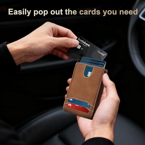 furid Card Wallet For Men Slim: Smart Rfid Minimalist Front Pocket Pop Up Wallet with ID Window - Gifts for Husband Father at Birthday Anniversary in Kuwait