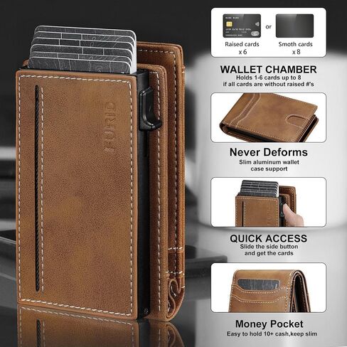 furid Card Wallet For Men Slim: Smart Rfid Minimalist Front Pocket Pop Up Wallet with ID Window - Gifts for Husband Father at Birthday Anniversary in Kuwait