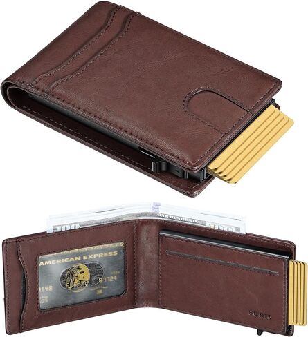 furid Card Wallet For Men Slim: Smart Rfid Minimalist Front Pocket Pop Up Wallet with ID Window - Gifts for Husband Father at Birthday Anniversary in Kuwait