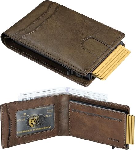 furid Card Wallet For Men Slim: Smart Rfid Minimalist Front Pocket Pop Up Wallet with ID Window - Gifts for Husband Father at Birthday Anniversary in Kuwait