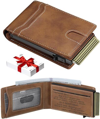 furid Card Wallet For Men Slim: Smart Rfid Minimalist Front Pocket Pop Up Wallet with ID Window - Gifts for Husband Father at Birthday Anniversary in Kuwait